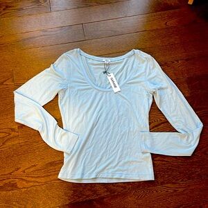 Garage Haut soft  Scoop neck long sleeve shirt, NWT, sz L, soft Blue
